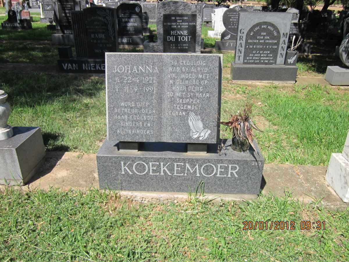 KOEKEMOER Johanna 1927-1991