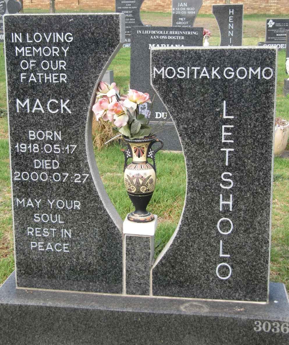 LETSHOLO Mositakgomo 1918-2000