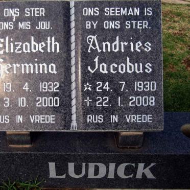 LUDICK Andries Jacobus 1930-2008 &amp; Elizabeth Hermina 1932-2000