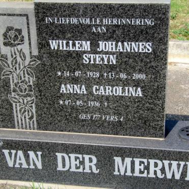 MERWE Willem Johannes Steyn, van der 1928-2000 &amp; Anna Carolina 1936-