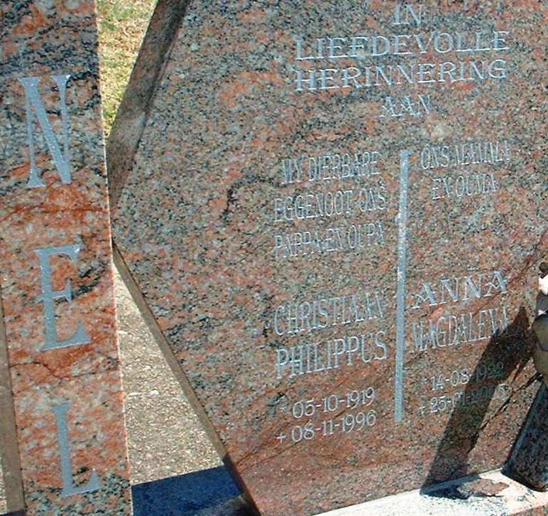 NEL Christiaan Philippus 1919-1996 &amp; Anna Magdalena 1922-2005