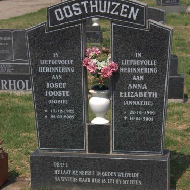 OOSTHUIZEN Josef Jooste 1925-2002 &amp; Anna Elizabeth 1929-2008