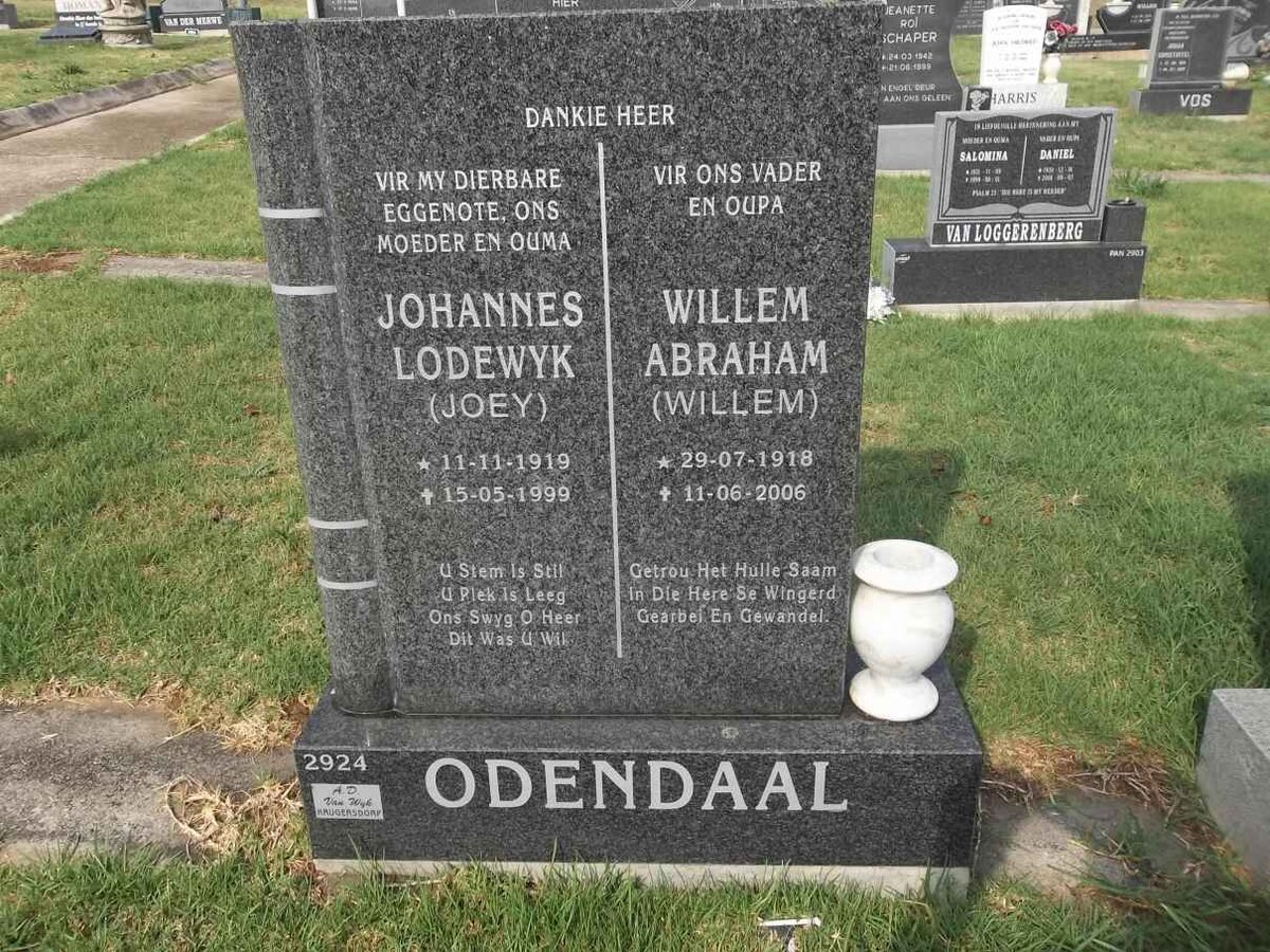 ODENDAAL Willem Abraham 1918-2006 &amp; Johannes Lodewyk 1919-1999
