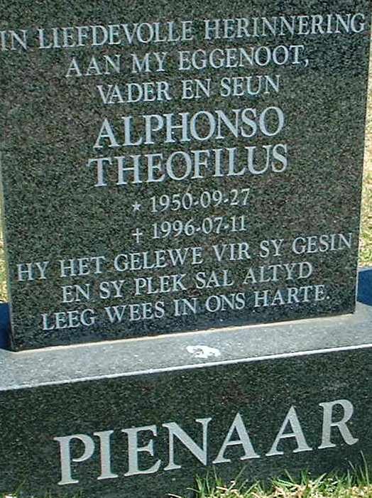 PIENAAR Alphonso Theofilus 1950-1996