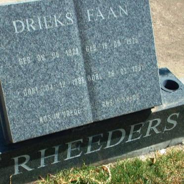 RHEEDERS Faan 1925-1997 &amp; Drieks 1929-1996