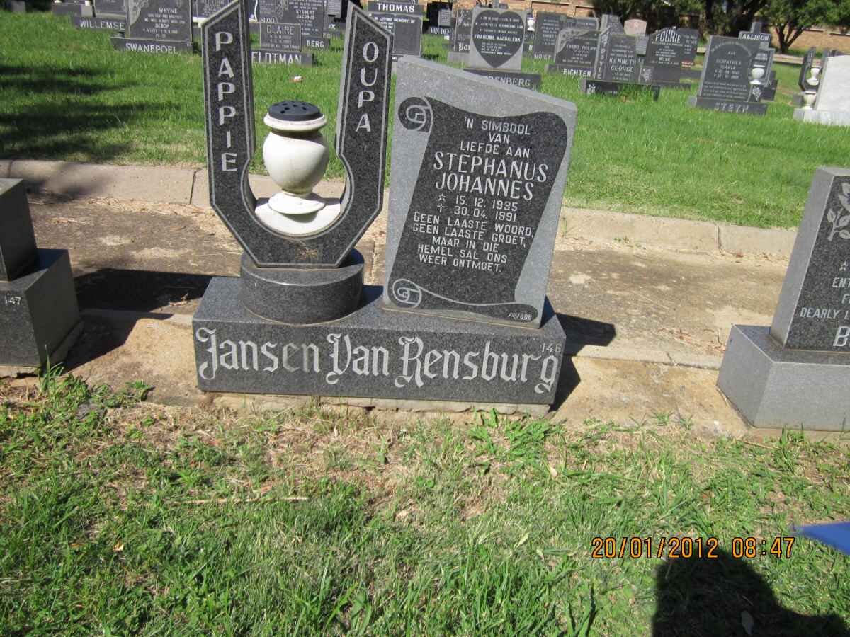 RENSBURG Stephanus Johannes, Jansen van 1935-1991