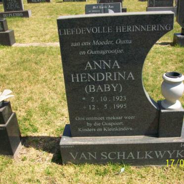 SCHALKWYK Anna Hendrina, van 1923-1995