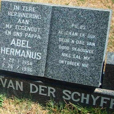 SCHYFF Abel Hermanus, van der 1958-1996