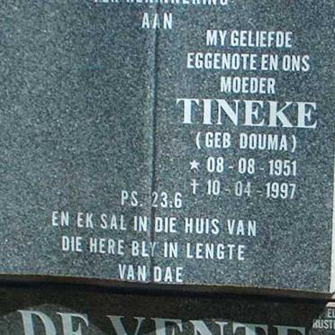 VENTE Tineke, de nee DOUMA 1951-1997