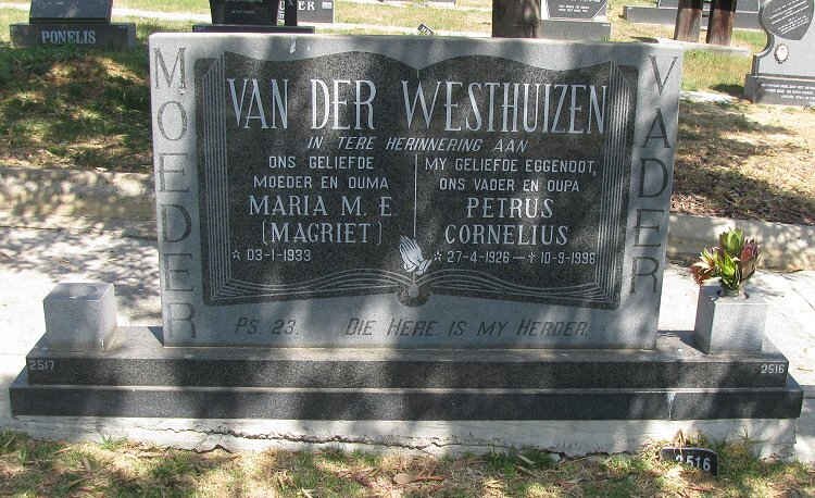 WESTHUIZEN Petrus Cornelius, van der 1926-1996 &amp; Maria M.E. 1933-