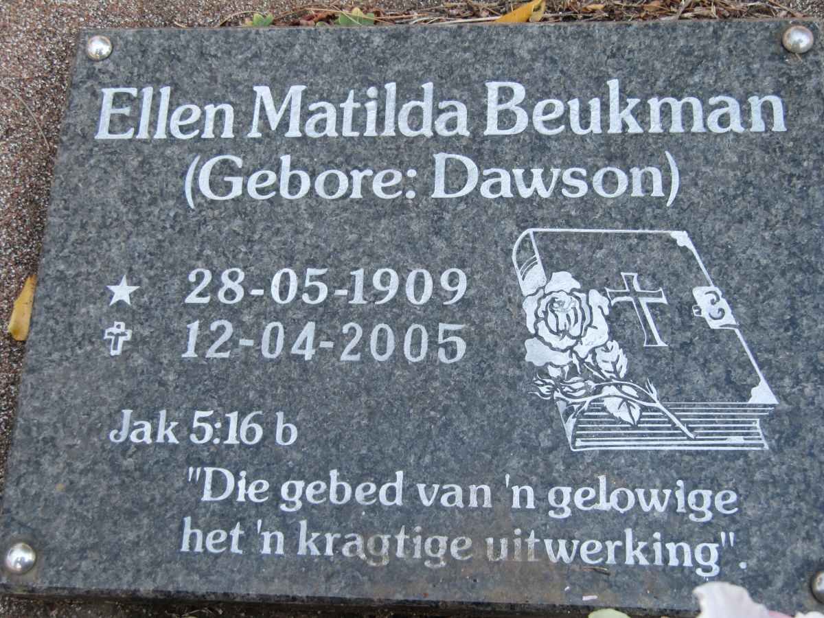 BEUKMAN Ellen Matilda nee DAWSON 1909-2005