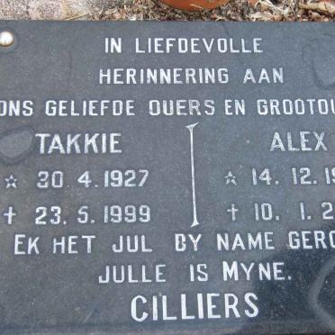 CILLIERS Alex 1924-2000 &amp; Takkie 1927-1999