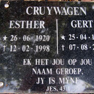 CRUYWAGEN Gert 1916-2007 &amp; Esther 1920-1998