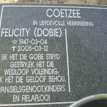 COETZEE Felicity nee DOBIE 1947-2005