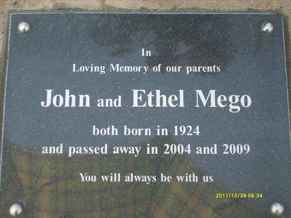 MEGO John 1924-2004 &amp; Ethel 1924-2009