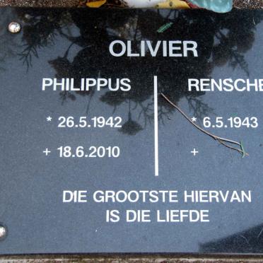 OLIVIER Philippus 1942-2010 &amp; Rensche 1943-