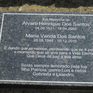 SANTOS Alvaro Henrique, dos 1931-2002 &amp; Maria Vanda 1945-2010