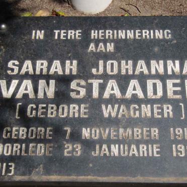 STAADEN Sarah Johanna, van nee WAGNER 1917-1995