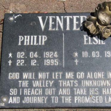 VENTER Philip 1924-1995 &amp; Elsie 1931-