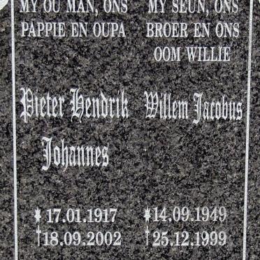 ? Pieter Hendrik Johannes 1917-2002 :: ? Willem Jacobus 1949-1999