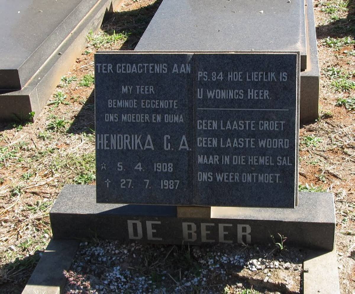 BEER Hendrika G.A., de 1908-1987