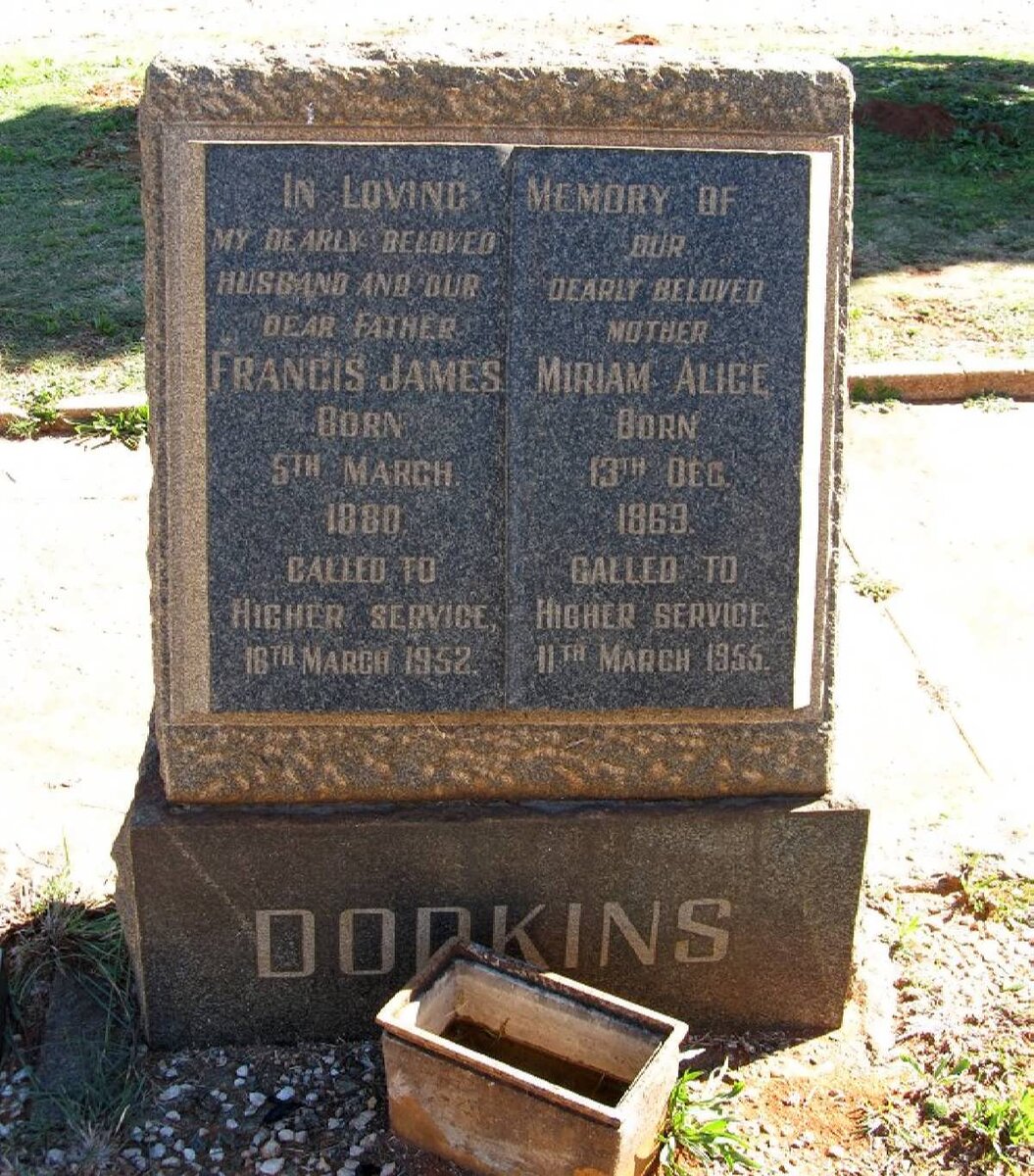 DODKINS Francis James 1880-1952 &amp; Miriam Alice GODDARD 1869-1955
