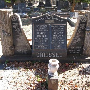GRIESSEL Hendrik Jacobus 1918-1963 &amp; Johanna Susanna MOSTERT 1919-1985