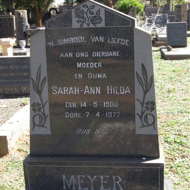 MEYER Sarah-Ann Hilda 1900-1977