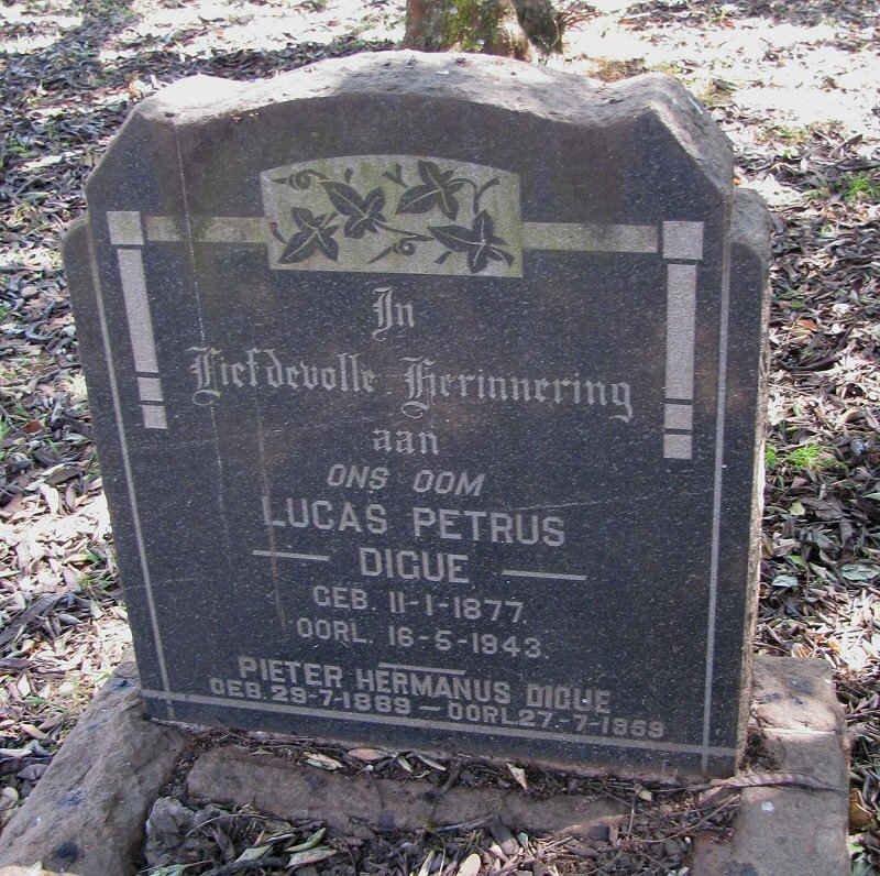 DIGUE Lucas Petrus 1977-1943 :: DIGUE Pieter Hermanus 1889-1959