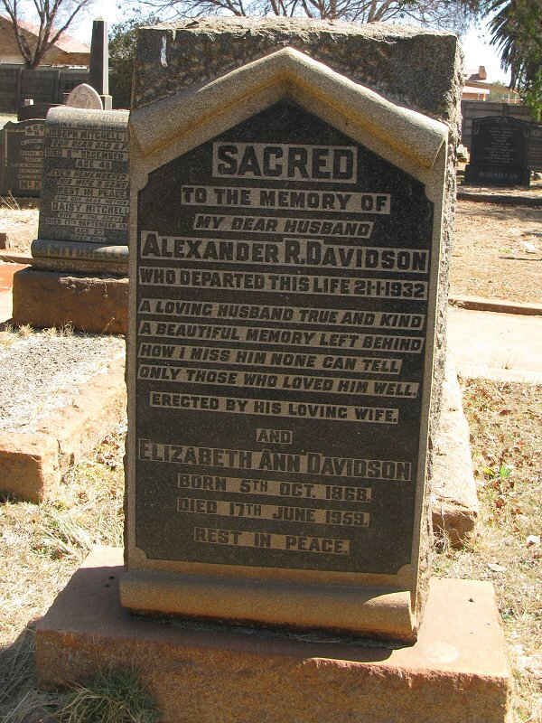 DAVIDSON Alexander R. -1932 &amp; Elizabeth Anna 1868-1959