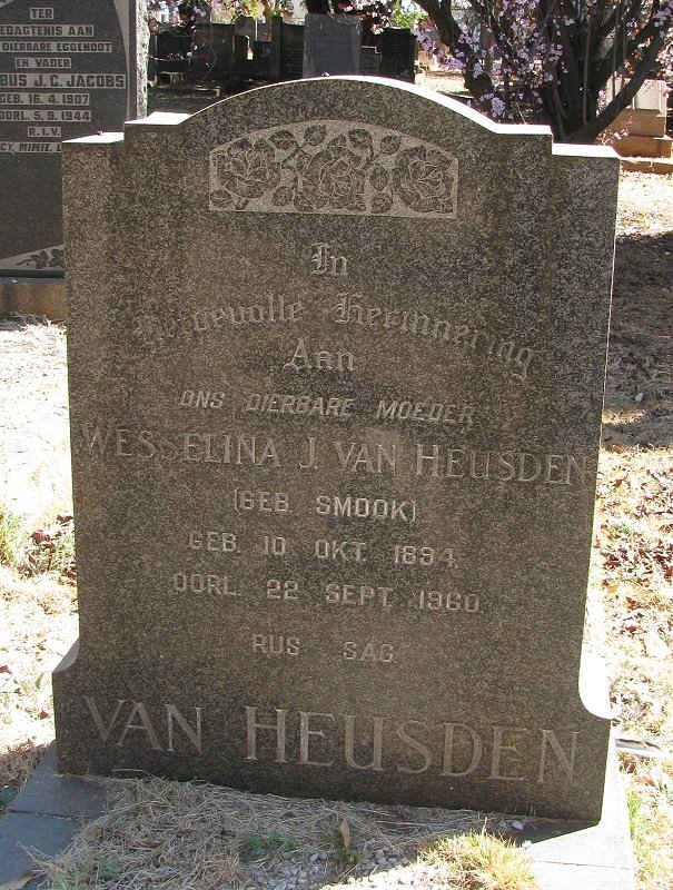HEUSDEN Weselina J., van nee SMOOK 1894-1960