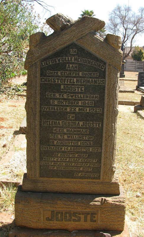 JOOSTE Christoffel Hermanus 1849-1923 &amp; Helena Debora HAMMAN 1855-1921