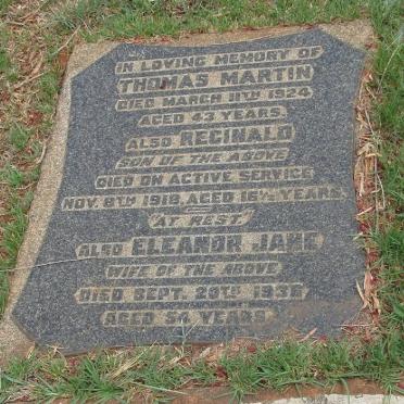 MARTIN Thomas -1924 &amp; Eleanor Jane -1936 :: MARTIN Reginald -1918