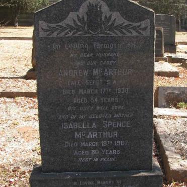 McARTHUR Andrew -1930 &amp; Isabella SPENCE -1967 :: MATTHEW Margaret Sharpe 1848-1936