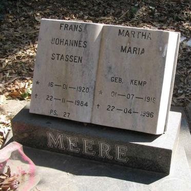 MEERE Frans Johanes Stassen 1920-1984 &amp; Martha Maria KEMP 1919-1996