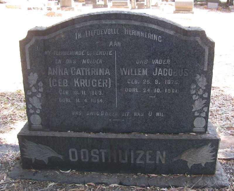 OOSTHUIZEN Willem Jacobus 1875?-1961 &amp; Anna Cathrina KRUGER 1883-1954