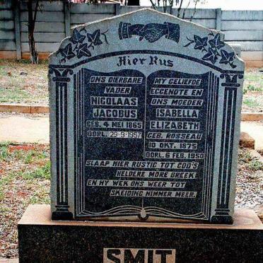 SMIT Nicolaas Jacobus 1865-1957 &amp;  Isabella Elizabeth ROSSEAU 1875-1950