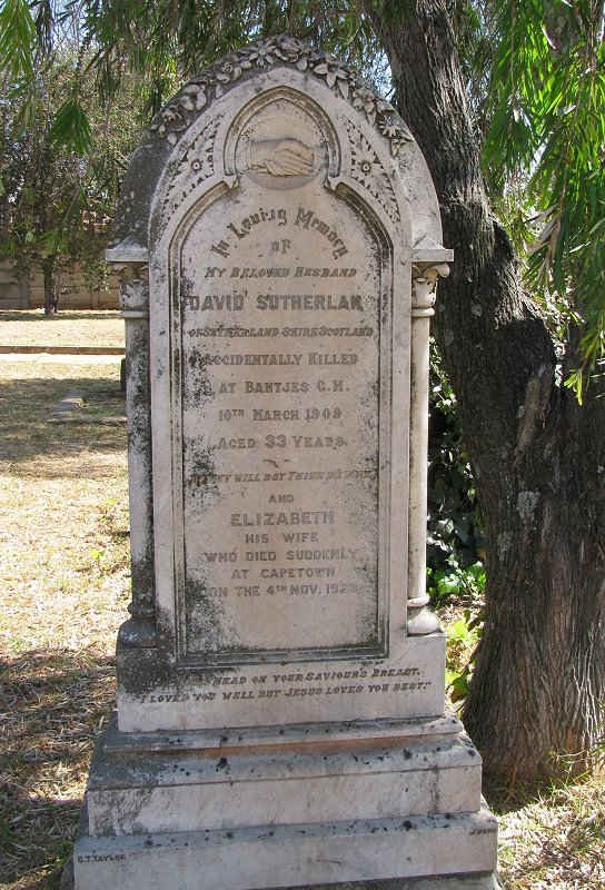 SUTHERLAND David -1900 &amp; Elizabeth -1923