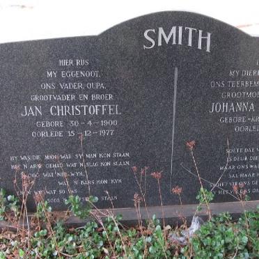 SMITH Jan Christoffel 1900-1977 &amp; Johanna Rolinda Jane KRUGER 1902-1975