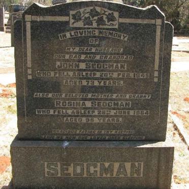 SEDGMAN John -1945 &amp; Rosina -1964