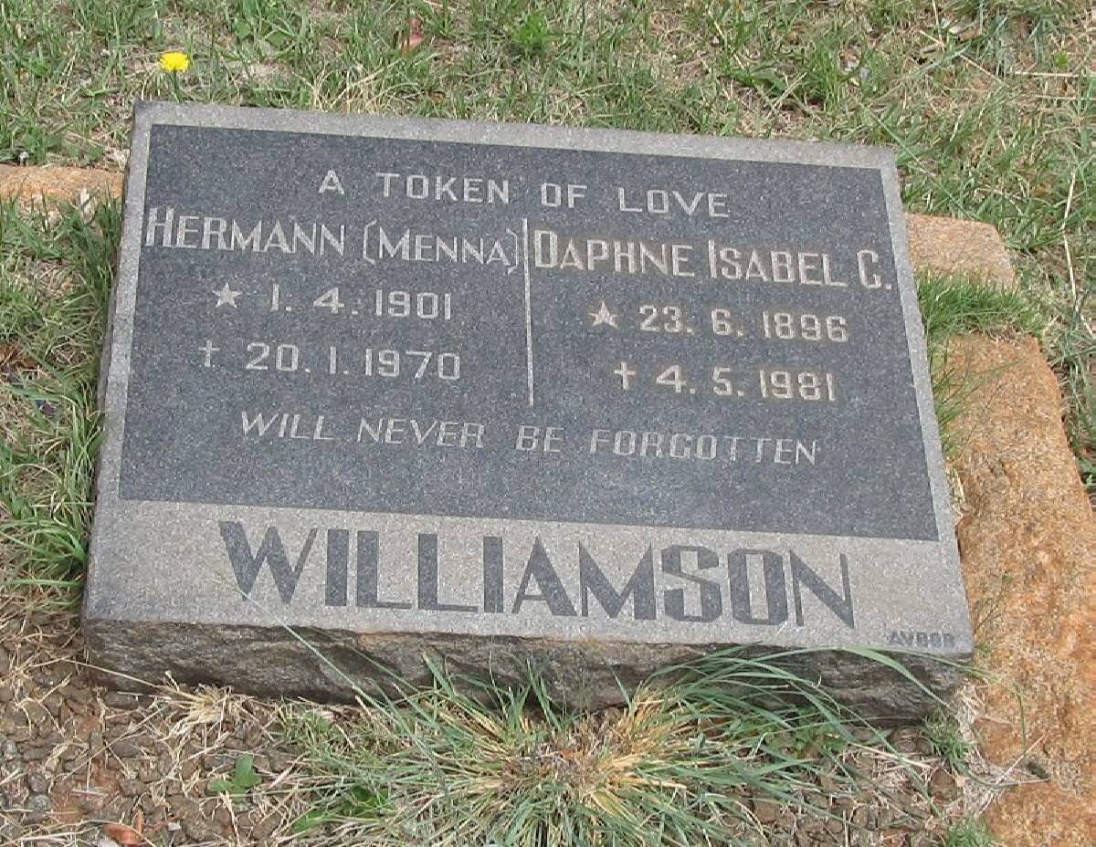 WILLIAMSON Herman 1901-1970 &amp; Daphne Isabel G. 1896-1981