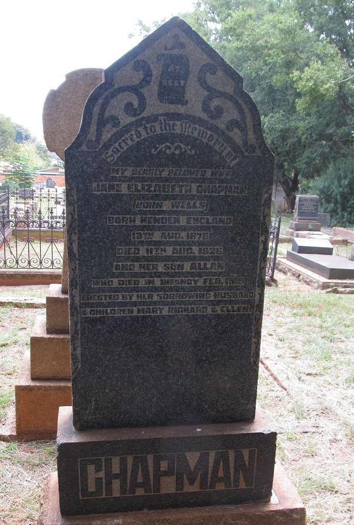 CHAPMAN Jane Elizabeth nee WILLS 1878-1926 :: CHAPMAN Allan -1919