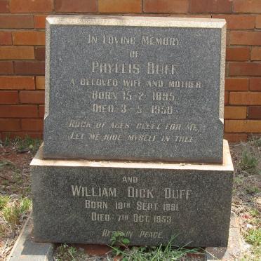 DUFF William Dick 1891-1953 &amp; Phyllis 1895-1950