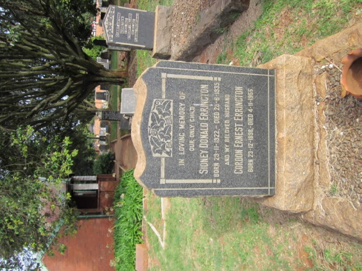 ERRINGTON Gordon Ernest 1898-1955 :: ERRINGTON Sidney Donald 1922-1935