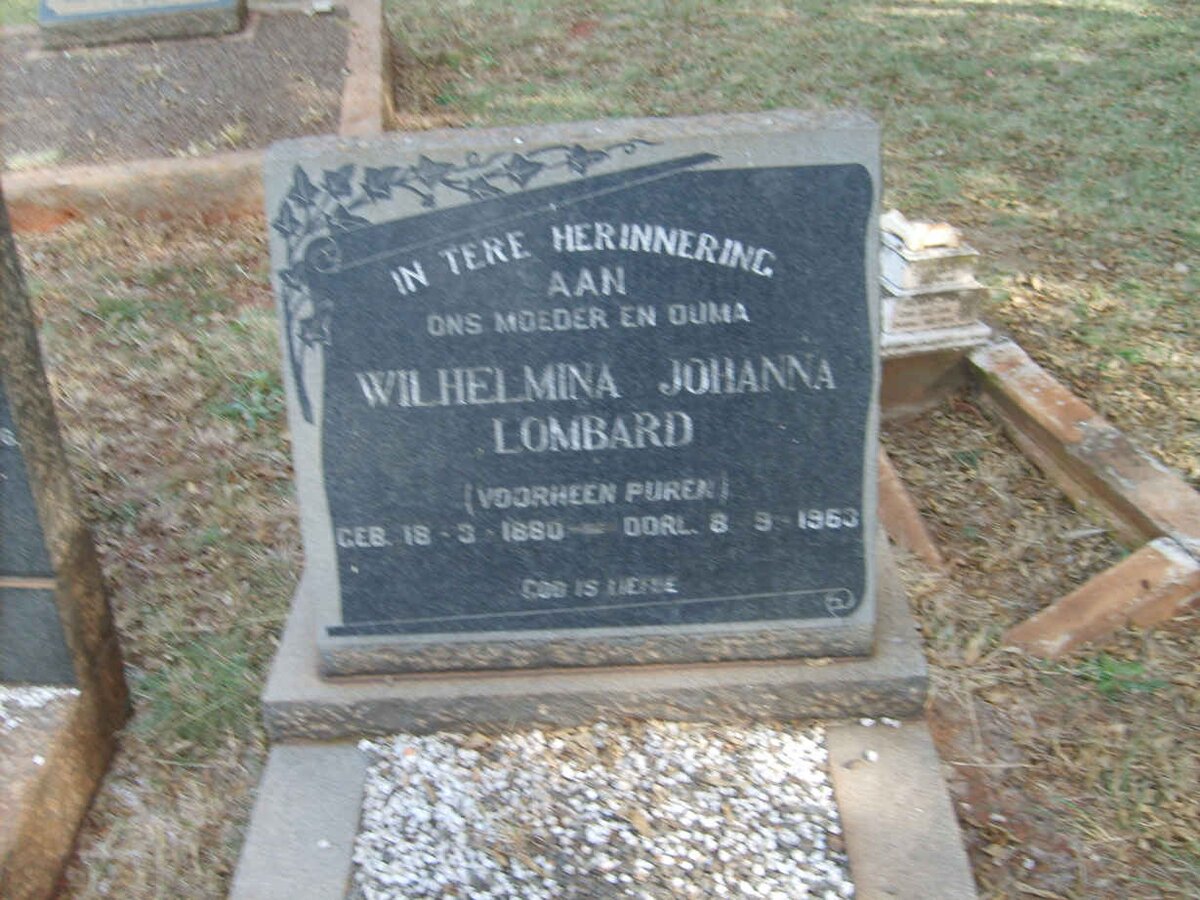 LOMBARD Wilhelimina Johanna nee PUREN 1880-1963