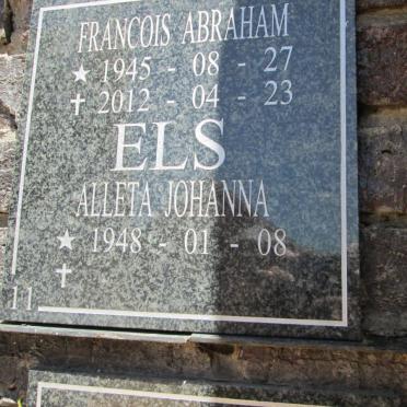 ELS Francois Abraham 1945-2012 &amp; Alleta Johanna 1948-