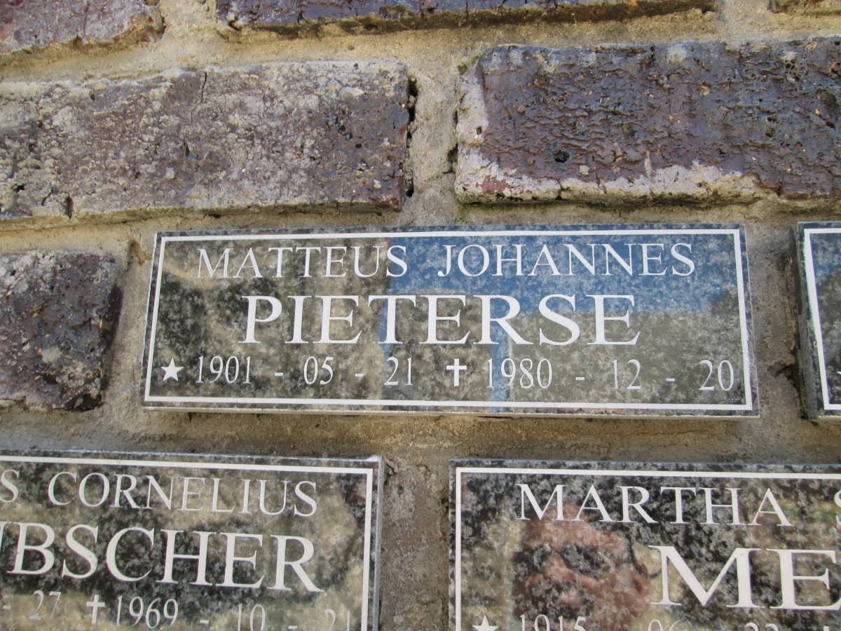 PIETERSE Matteus Johannes 1901-1980