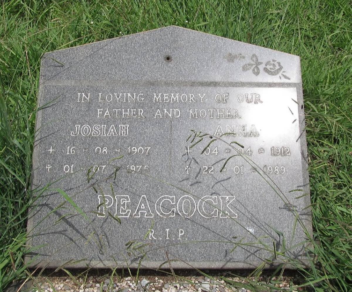 PEACOCK Josiah 1907-1975 &amp; Anna 1912-1989
