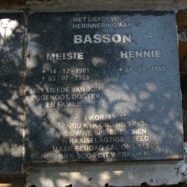 BASSON Hennie 1959-  &amp; Meisie 1961-2003