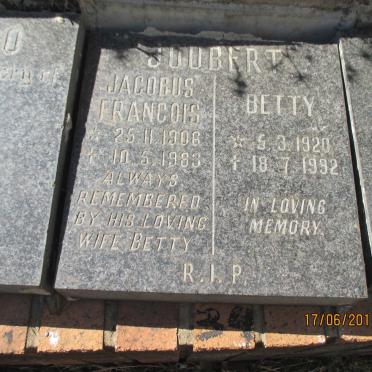JOUBERT Jacobus Francois 1906-1983 &amp; Betty 1920-1992